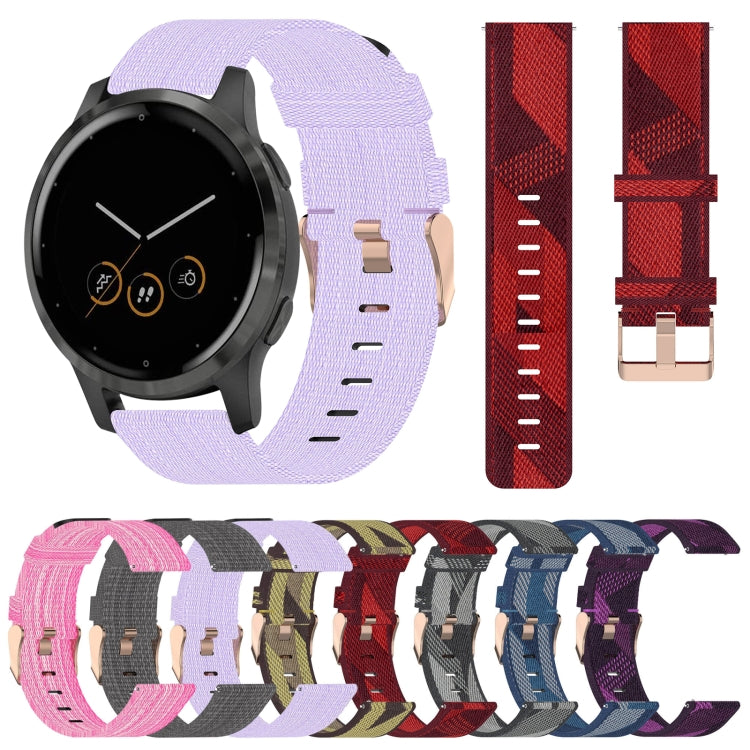 For Garmin Vivoactive 4S 18mm Nylon Woven Watch Band(Pink) by bashfashion