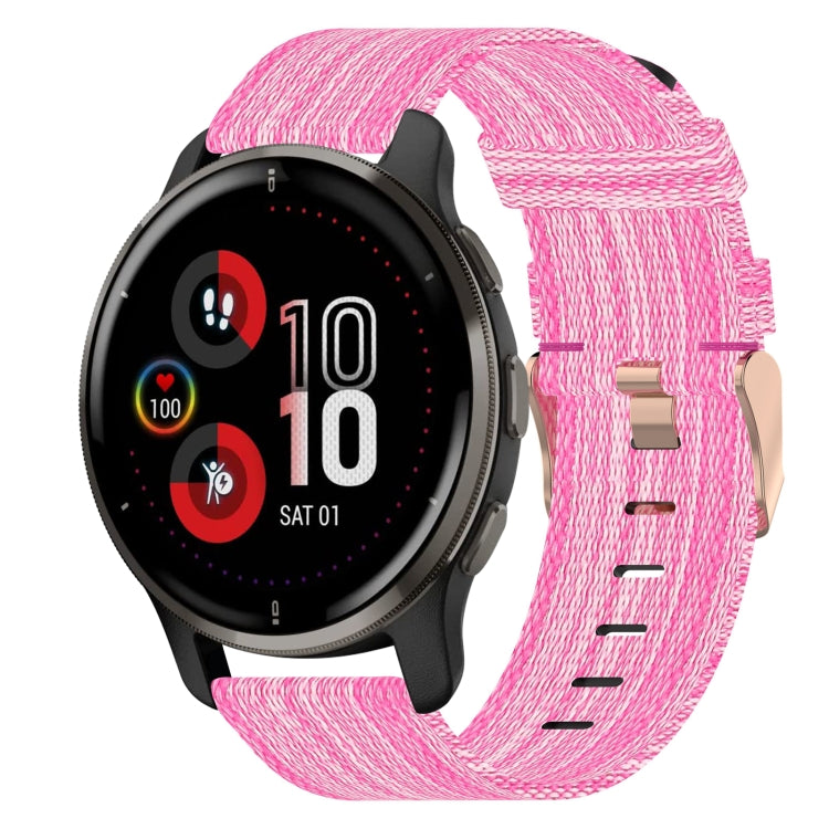 For Garmin Venu 2 Plus 20mm Nylon Woven Watch Band(Pink) by bashfashion