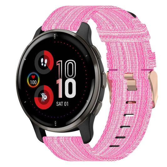 For Garmin Venu 2 Plus 20mm Nylon Woven Watch Band(Pink) by bashfashion