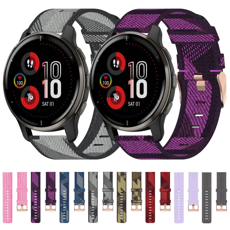 For Garmin Venu 2 Plus 20mm Nylon Woven Watch Band(Pink) by bashfashion