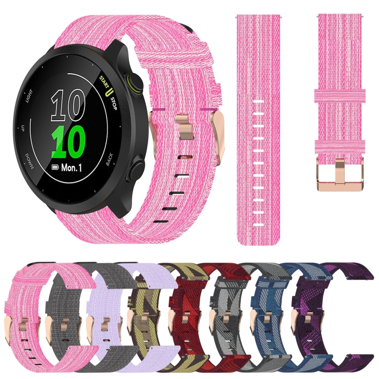 For Garmin Forerunner 55 20mm Nylon Woven Watch Band(Pink) by bashfashion