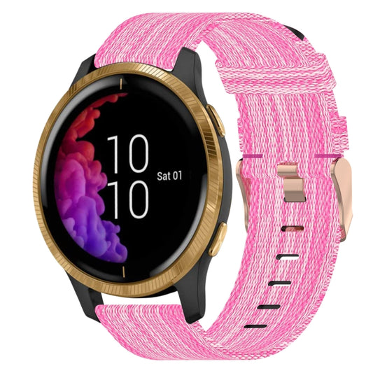 For Garmin Venu 20mm Nylon Woven Watch Band(Pink) by bashfashion