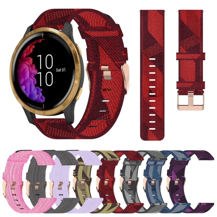 For Garmin Venu 20mm Nylon Woven Watch Band(Pink) by bashfashion