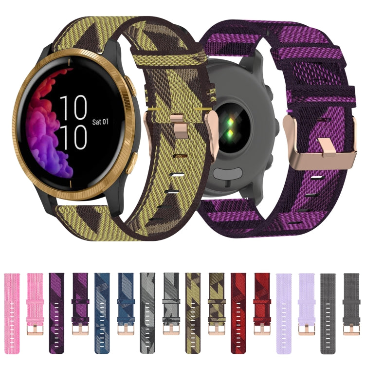 For Garmin Venu 20mm Nylon Woven Watch Band(Pink) by bashfashion