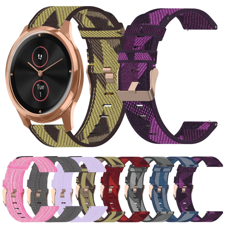 For Garmin VivoMove Luxe 20mm Nylon Woven Watch Band(Pink) by bashfashion