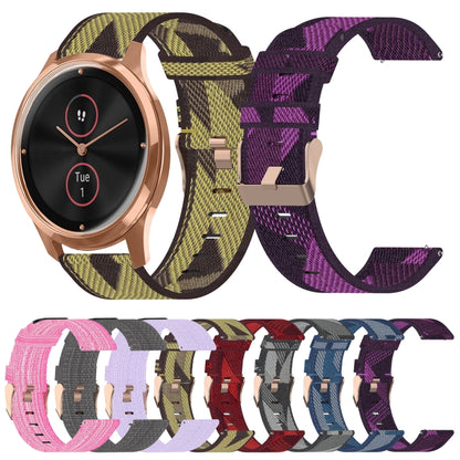 For Garmin VivoMove Luxe 20mm Nylon Woven Watch Band(Pink) by bashfashion
