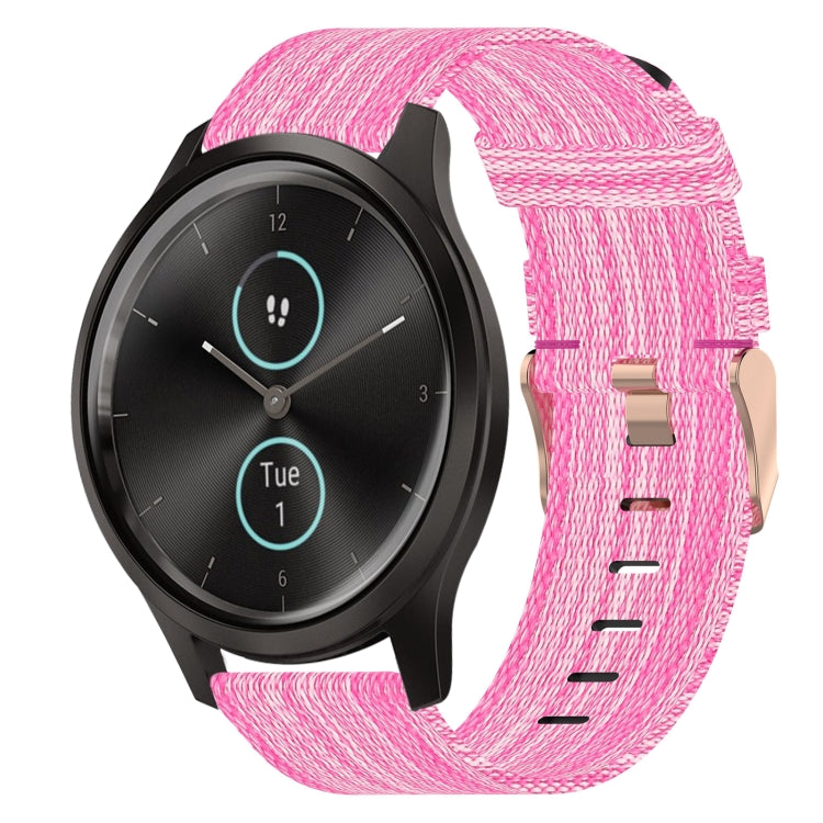 For Garmin VivoMove Style 20mm Nylon Woven Watch Band(Pink) by bashfashion
