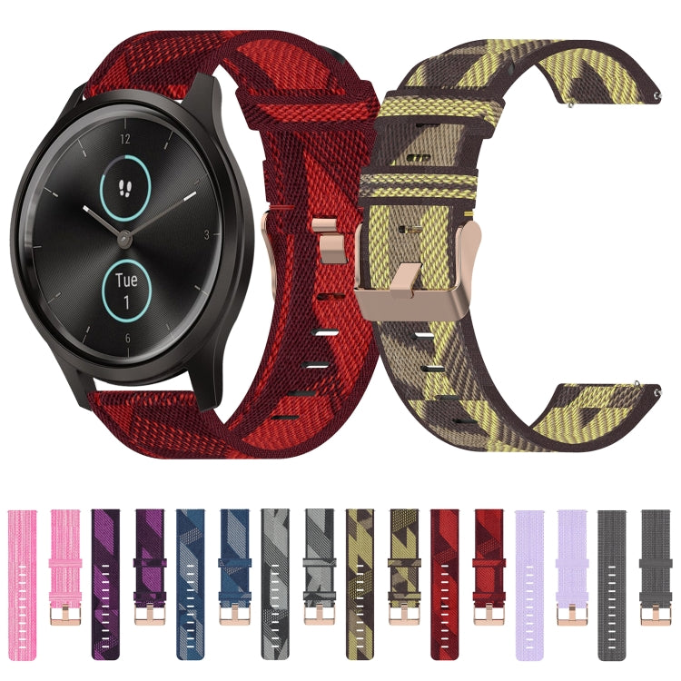 For Garmin VivoMove Style 20mm Nylon Woven Watch Band(Pink) by bashfashion