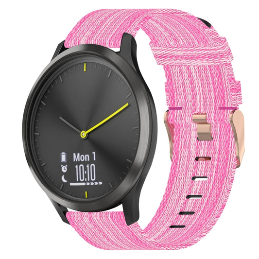 For Garmin Vivomove HR Sport 20mm Nylon Woven Watch Band(Pink) by bashfashion