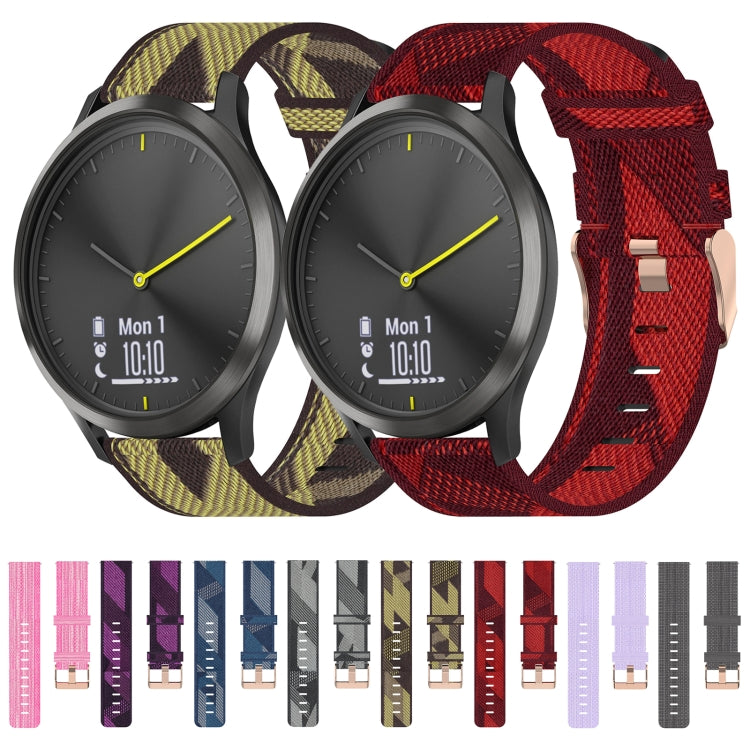 For Garmin Vivomove HR Sport 20mm Nylon Woven Watch Band(Pink) by bashfashion
