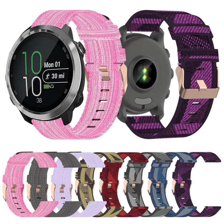 For Garmin Forerunner 645 Music 20mm Nylon Woven Watch Band(Pink) by bashfashion