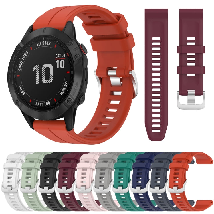 For Garmin Fenix 6 GPS 22mm Solid Color Silicone Watch Band(White) by bashfashion