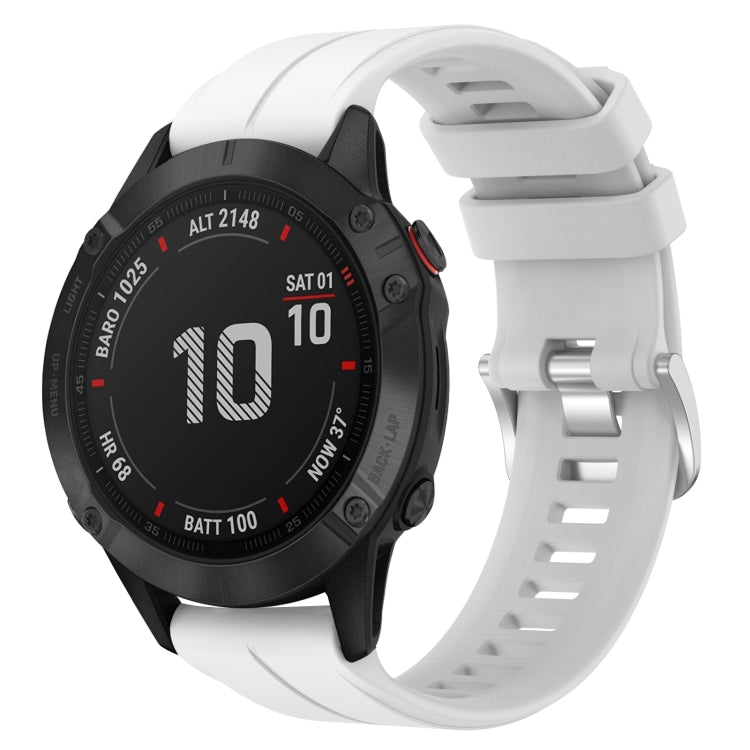 For Garmin Fenix 6 Pro GPS 22mm Solid Color Silicone Watch Band(White) by bashfashion