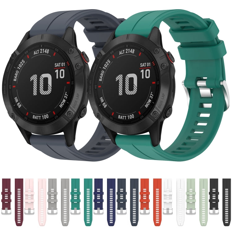 For Garmin Fenix 6 Pro GPS 22mm Solid Color Silicone Watch Band(White) by bashfashion