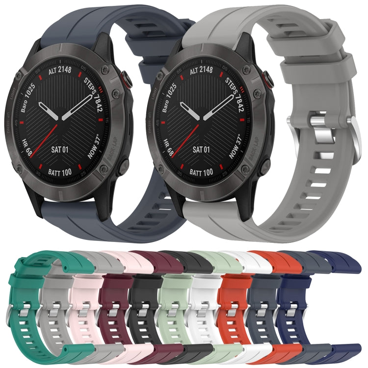 For Garmin Fenix 6 Sapphire GPS 22mm Solid Color Silicone Watch Band(White) by bashfashion