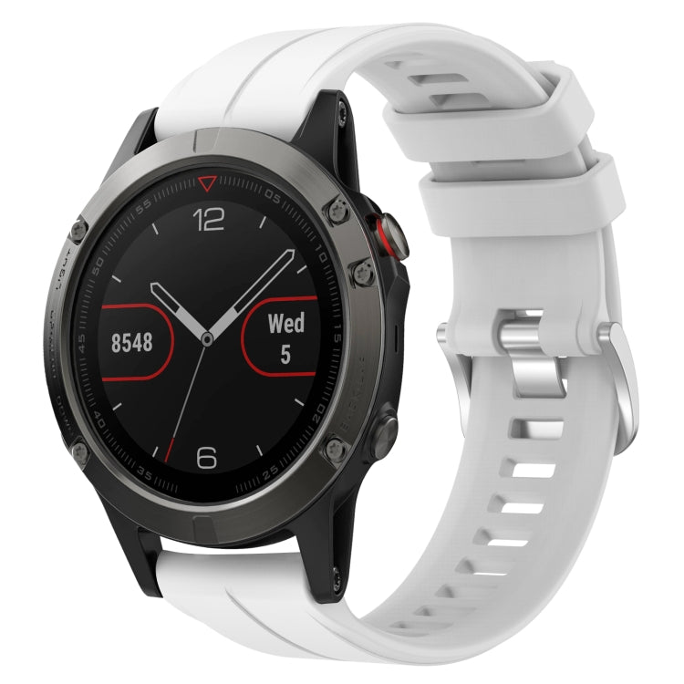 For Garmin Fenix 5 22mm Solid Color Silicone Watch Band(White) by bashfashion
