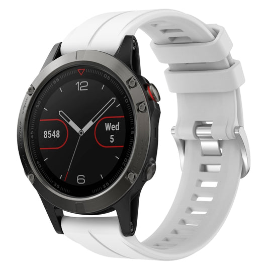 For Garmin Fenix 5 22mm Solid Color Silicone Watch Band(White) by bashfashion