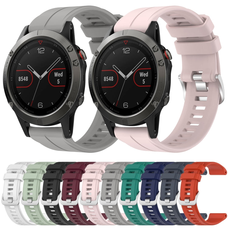 For Garmin Fenix 5 22mm Solid Color Silicone Watch Band(White) by bashfashion