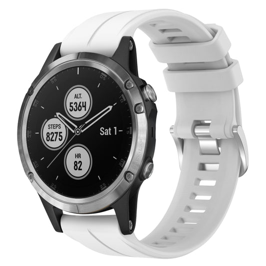 For Garmin Fenix 5 Plus 22mm Solid Color Silicone Watch Band(White) by bashfashion