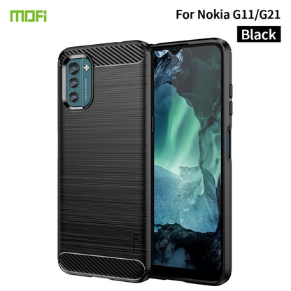 For Nokia G11 / G21 MOFI Gentleness Series Brushed Texture Carbon Fiber Soft TPU Case(Black) by MOFI