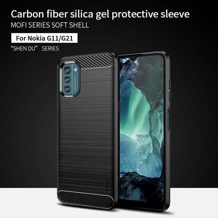For Nokia G11 / G21 MOFI Gentleness Series Brushed Texture Carbon Fiber Soft TPU Case(Black) by MOFI