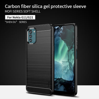 For Nokia G11 / G21 MOFI Gentleness Series Brushed Texture Carbon Fiber Soft TPU Case(Black) by MOFI
