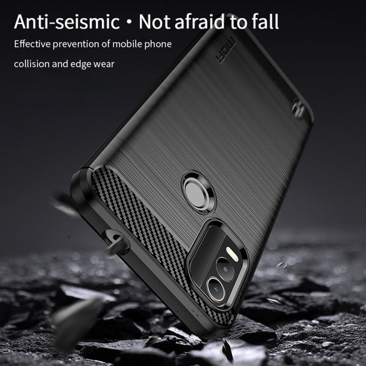 For Nokia C21 Plus MOFI Gentleness Brushed Carbon Fiber Soft TPU Case(Black) by MOFI