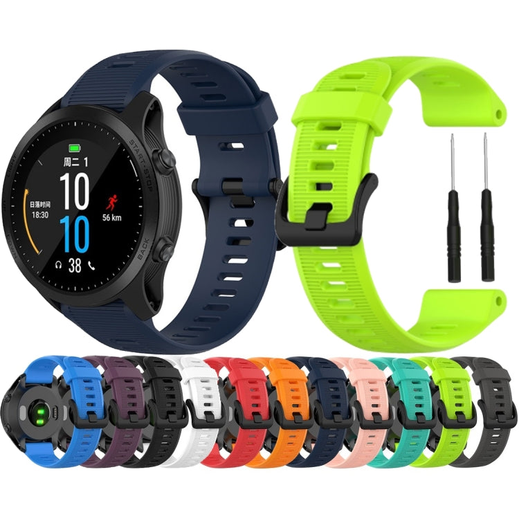 For Garmin Forerunner945 / fenix5 Plus / Approach S60 Monochrome Silicone Watch Band(Blue) by bashfashion