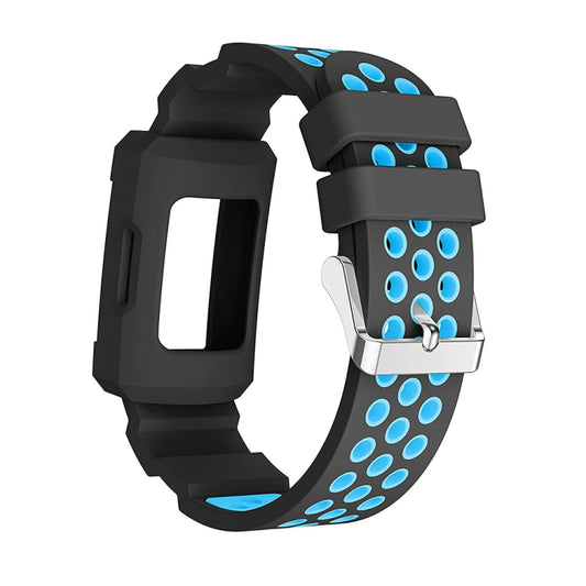 For Fitbit Charge 3 All-in-one Silicone Protective Case Replacement Watch Band(Blue) by bashfashion