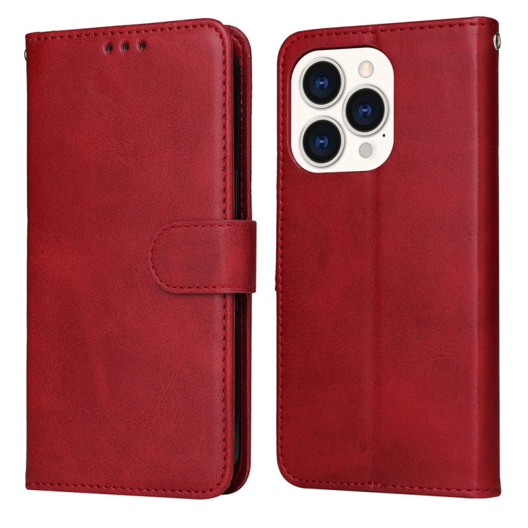 For iPhone 14 Pro JSM Calf Texture Leather Phone Case(Red) by JUNSUNMAY