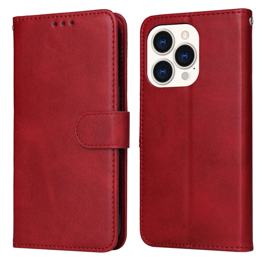 For iPhone 14 Pro JSM Calf Texture Leather Phone Case(Red) by JUNSUNMAY