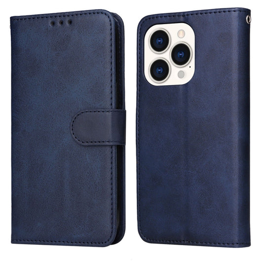 For iPhone 14 Pro Max JSM Calf Texture Leather Phone Case (Blue) by JUNSUNMAY
