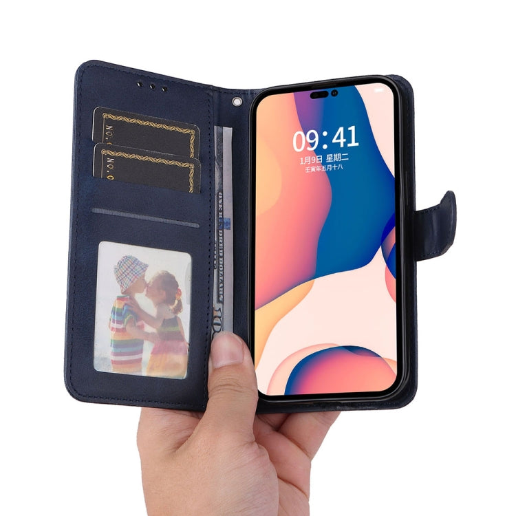 For iPhone 14 Pro Max JSM Calf Texture Leather Phone Case (Blue) by JUNSUNMAY