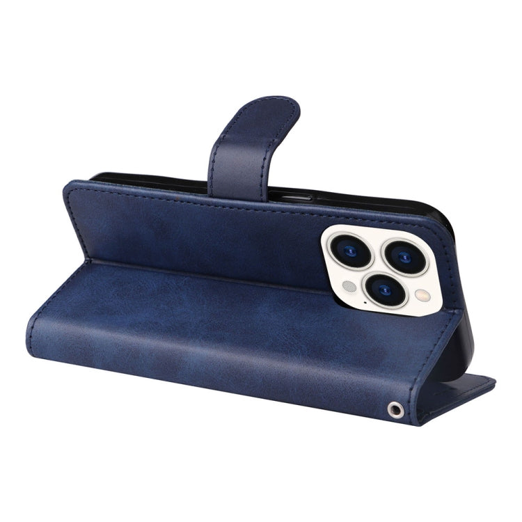 For iPhone 14 Pro Max JSM Calf Texture Leather Phone Case (Blue) by JUNSUNMAY