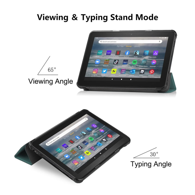 For Amazon Fire 7 12th 2022 ENKAY Smart Leather Tablet Case(Dark Blue) by ENKAY