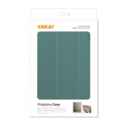 For Amazon Fire 7 12th 2022 ENKAY Smart Leather Tablet Case(Dark Green) by ENKAY