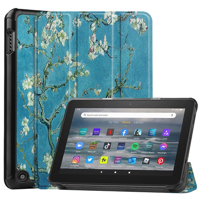 For Amazon Fire 7 12th 2022 JSM Smart Leather Tablet Case(Apricot Flower) by jumper