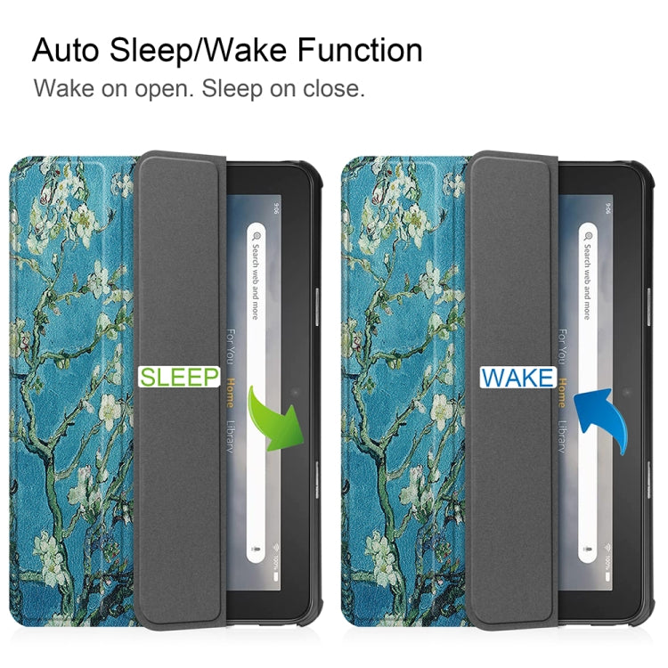 For Amazon Fire 7 12th 2022 JSM Smart Leather Tablet Case(Apricot Flower) by jumper