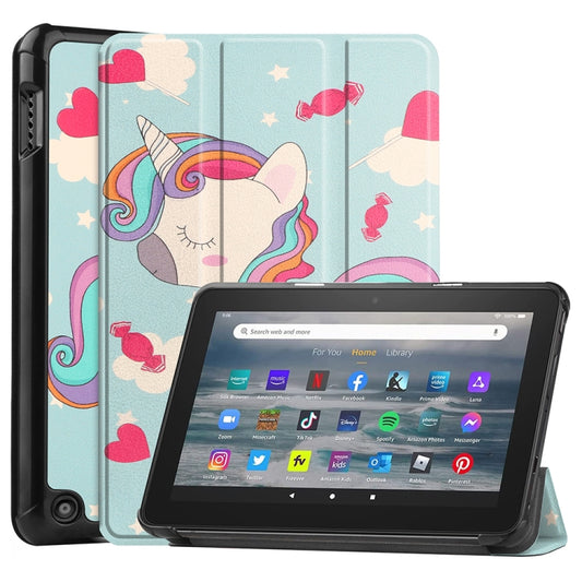 For Amazon Fire 7 12th 2022 JSM Smart Leather Tablet Case(Unicorn) by jumper