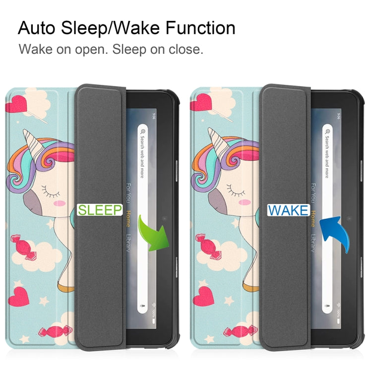 For Amazon Fire 7 12th 2022 JSM Smart Leather Tablet Case(Unicorn) by jumper