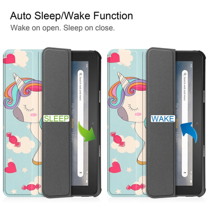 For Amazon Fire 7 12th 2022 JSM Smart Leather Tablet Case(Unicorn) by jumper