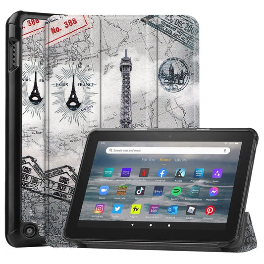 For Amazon Fire 7 12th 2022 JSM Smart Leather Tablet Case(Retro tower) by jumper