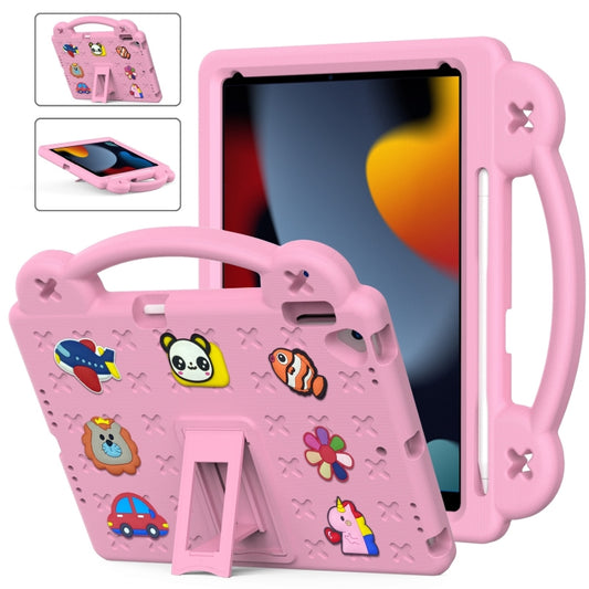 For iPad 10.2 2021 / 2020 / 2019 Handle Kickstand Children EVA Shockproof Tablet Case(Pink) by bashfashion