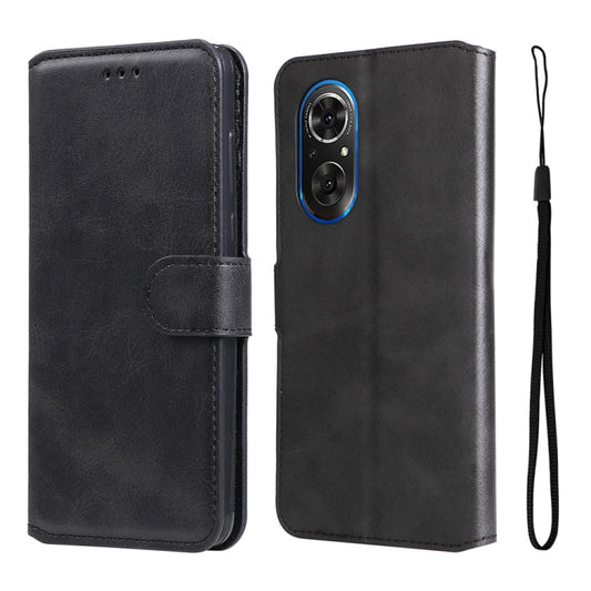 For Honor 50 SE / Huawei Nova 9 SE JUNSUNMAY Calf Texture Leather Phone Case(Black) by JUNSUNMAY