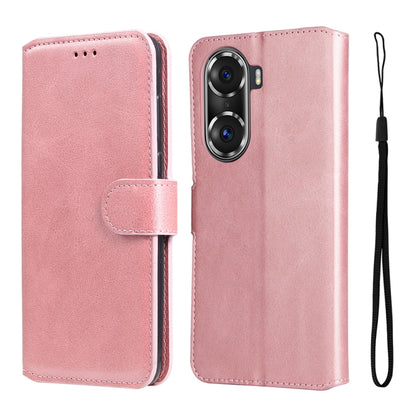 For Honor 60 Pro JUNSUNMAY Calf Texture Leather Phone Case(Pink) by JUNSUNMAY
