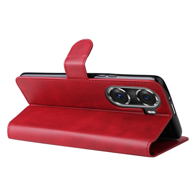 For Honor 60 Pro JUNSUNMAY Calf Texture Leather Phone Case(Red) by JUNSUNMAY