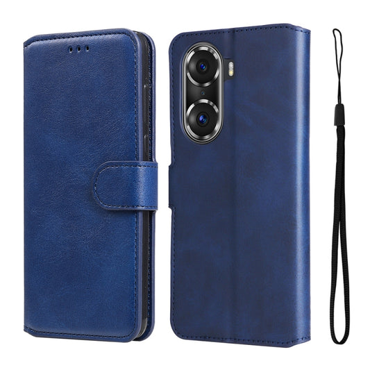 For Honor 60 Pro JUNSUNMAY Calf Texture Leather Phone Case(Blue) by JUNSUNMAY