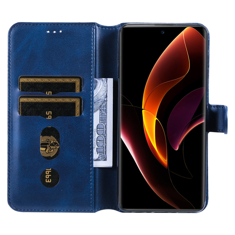 For Honor 60 Pro JUNSUNMAY Calf Texture Leather Phone Case(Blue) by JUNSUNMAY