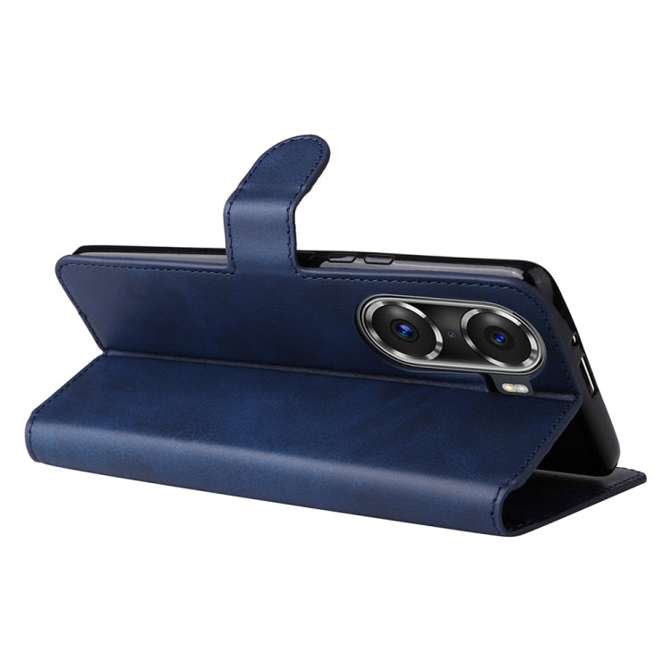 For Honor 60 Pro JUNSUNMAY Calf Texture Leather Phone Case(Blue) by JUNSUNMAY