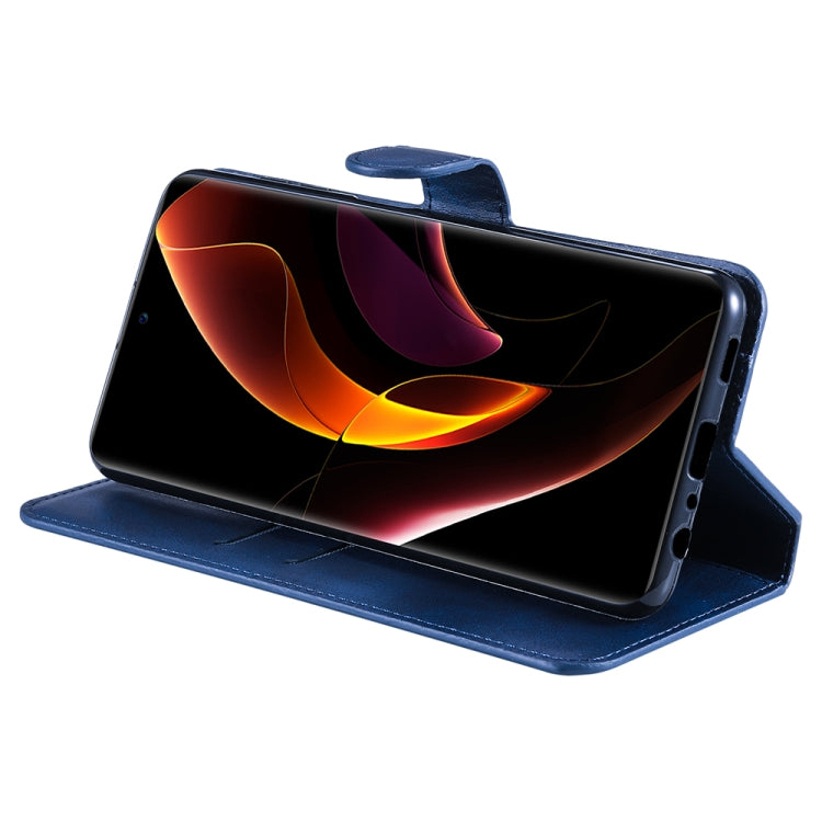 For Honor 60 Pro JUNSUNMAY Calf Texture Leather Phone Case(Blue) by JUNSUNMAY